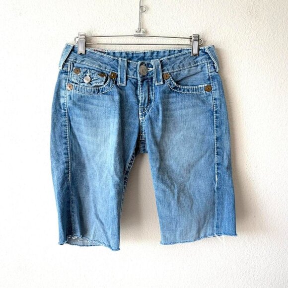 True Religion Made in USA Cut Off Denim Jean Shorts Women's Small - Picture 3 of 5